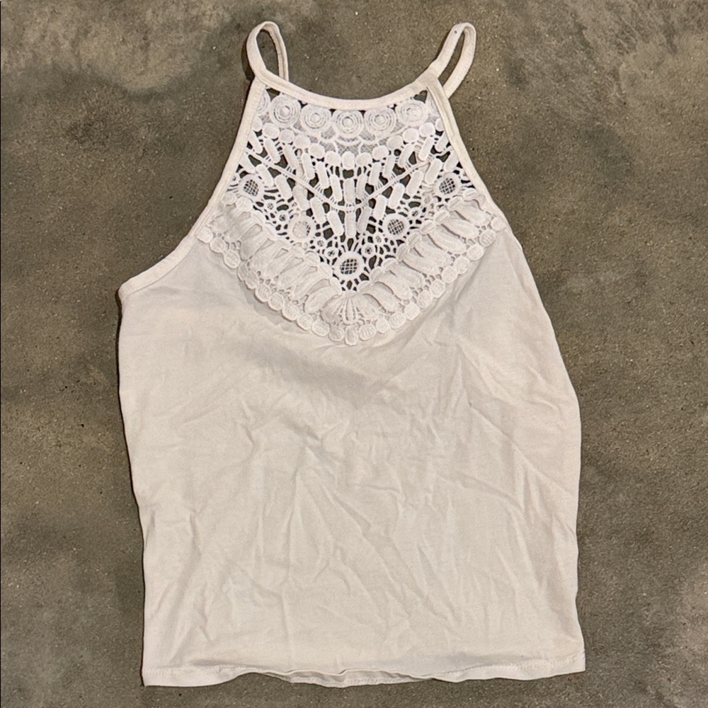 Bozzolo White Crochet Halter Camisole